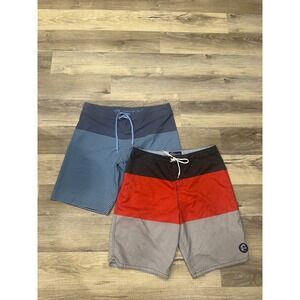 Mens Board Shorts Bundle TravisMathew Blue Stripe O'Neill Colorblock Size 34